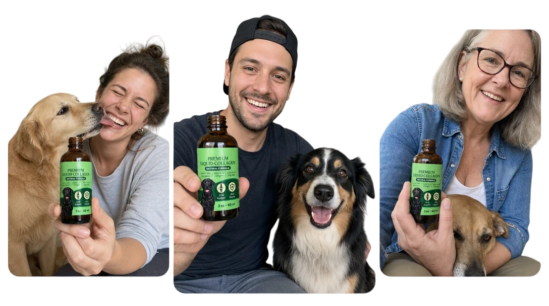 Happy dog owners